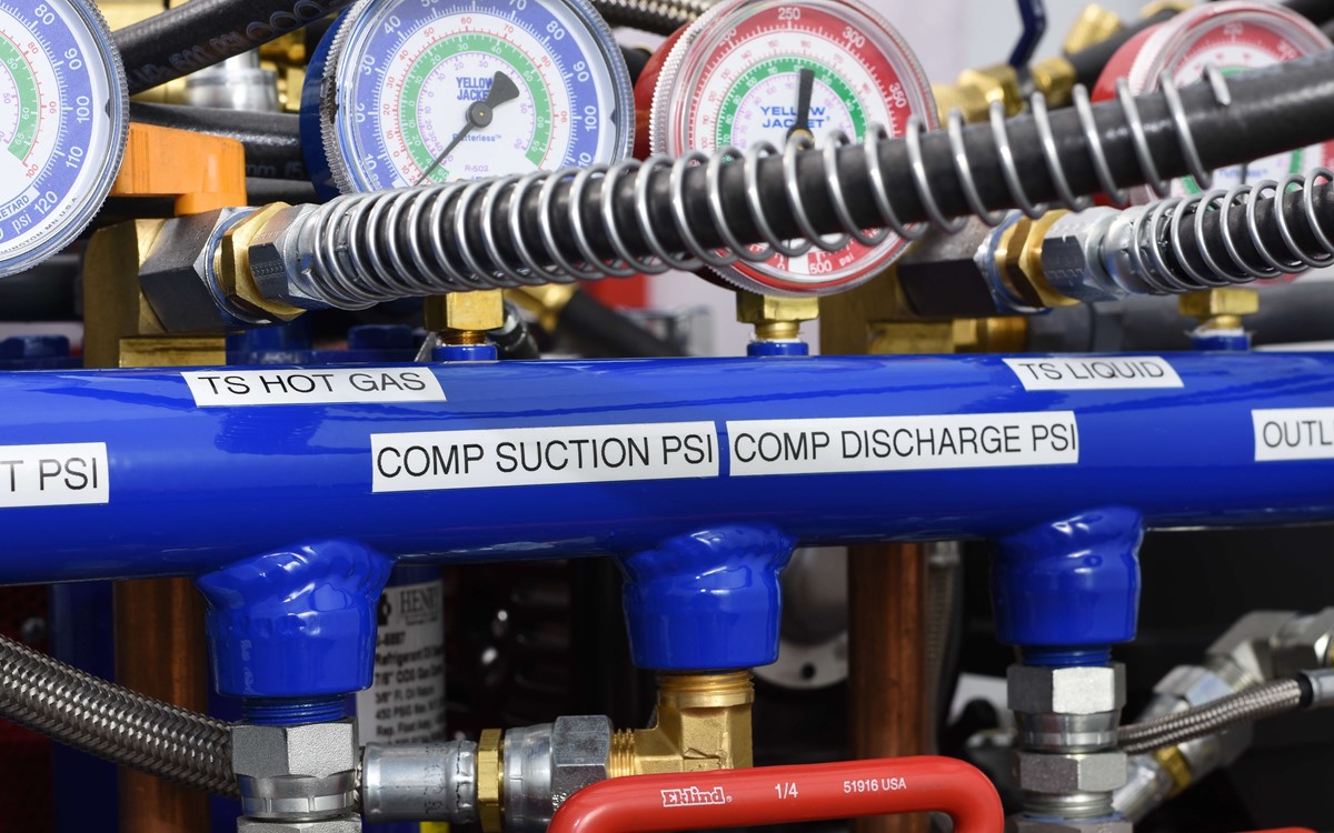 A very close up image of Rapid Recovery Equipment, showing the pressure dials of the equipment