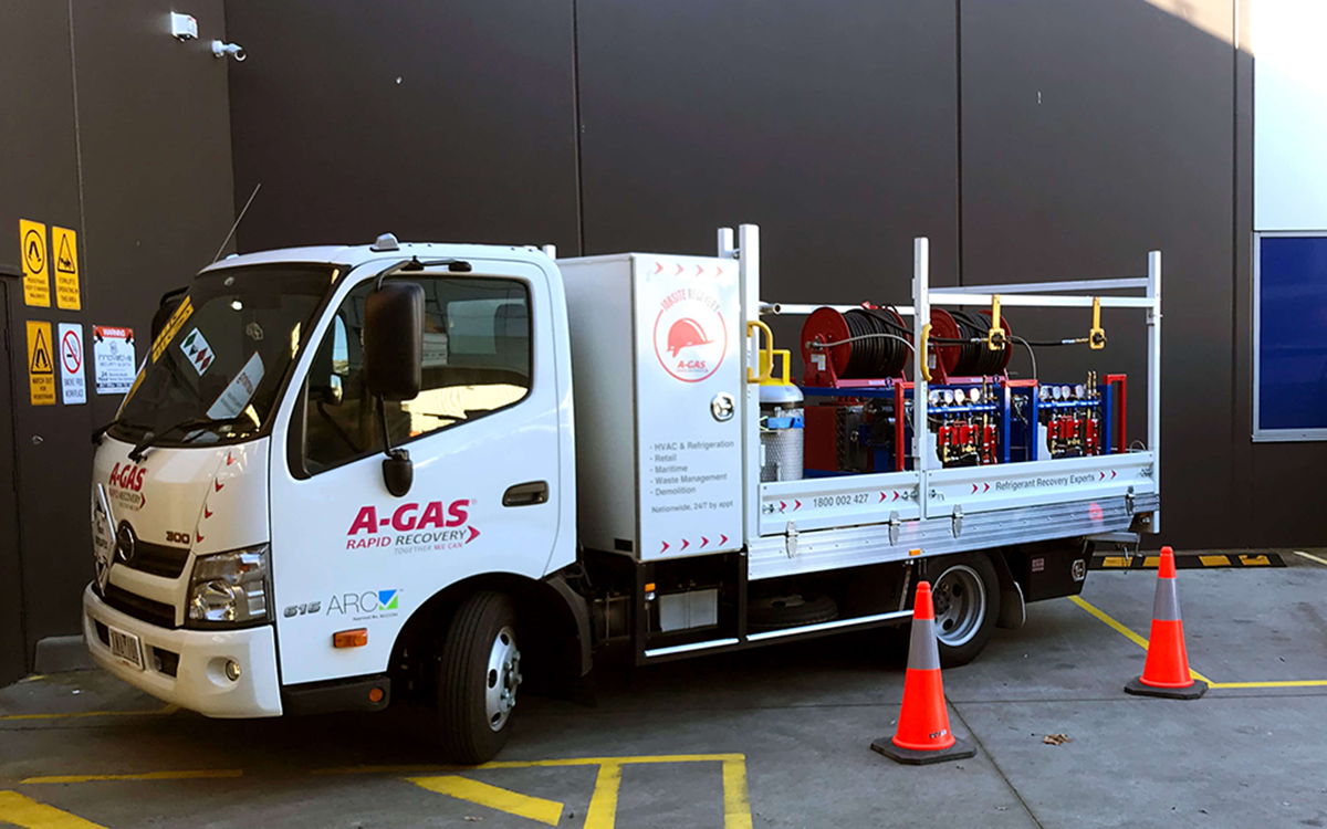 White A-Gas recovery truck in car park